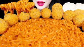 ASMR CHEESY CARBO FIRE NOODLE, CHEESE BALL EATING SOUNDS MUKBANG