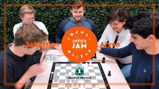 Magnus Carlsen Commentary || Sebastian v Aryan || Office Jam