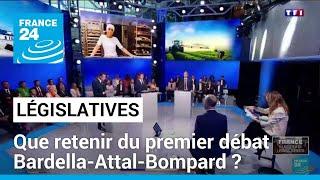 Législatives : que retenir du premier débat Bardella-Attal-Bompard ? • FRANCE 24