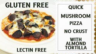 NO CRUST PIZZA LECTIN FREE PIZZA RECIPE QUICK | GLUTEN FREE PIZZA W ALMOND FLOUR TORTILLA MUSHROOMS