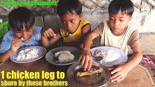 Just One Chicken Leg for These 3 Brothers to Share. Food Insecurity in the Philippines. Filipinos