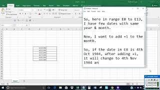 Change only the month component of date from a range of dates in Excel