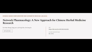 Network Pharmacology: A New Approach for Chinese Herbal Medicine Research | RTCL.TV