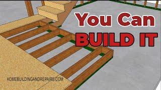 Stair Platform Design Ideas And Framing Tutorial For Home Remodeling or New Construction