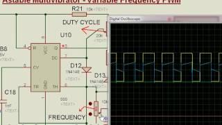 Proteus - Waveforms of Variable frequency PWM