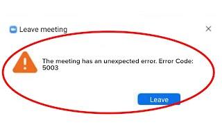 ZOOM - Leave Meeting - The Meeting Has An Unexpected Error. ( Error Code 5003) - How To Fix