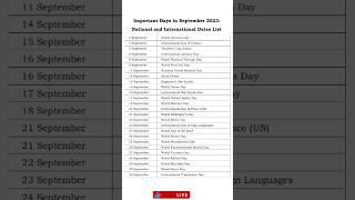 September 2023 - Important National and International days with Date | Best for Competitive Exam