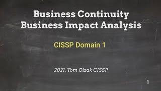 Business Continuity Business Impact Analysis