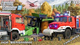 DISASTER - JOHN DEERE HARVESTER CAUGHT ON FIRE | Hof Bergmann | Farming Simulator 22 | Episode 30