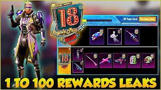 SEASON 18 ROYALE PASS 1 TO 100 REWARDS LEAKS ( PUBG MOBILE ) || Tantray Editx Yt ||