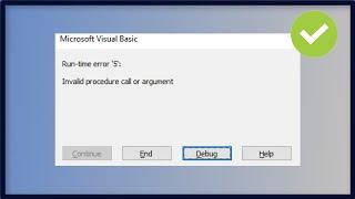 Excel VBA - RunTime Error 5 - Invalid Procedure - Call or Argument - Microsoft Visual Basic