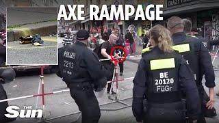 Horror moment German cops shoot axeman carrying Molotov cocktail near Euros fan zone