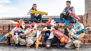 LTT Nerf Mod : 1 Hour Nerf War Team SEAL MARINES Warriors Big Nerf MEGA Gold Fight Red Stan Boss