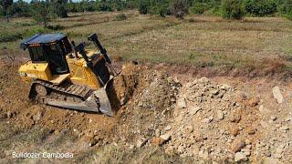 INCREDIBLE!! WORK FAST DOZER CAT​ D6R2 PUSHING CLEARING THE SOIL MAKE NEW ROAD DAM CONSTRUCTION