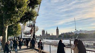 London South Bank, River Thames Summer Walking Tour - Big Ben, London Eye & Tate Modern - 2024 4K