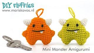 Mini monster Amigurumi keychain crochet pattern - English