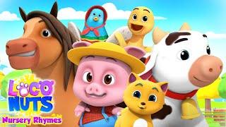 Old MacDonald Had A Farm | Farm Song | Animal Sounds Song | Nursery Rhymes with Loco Nuts