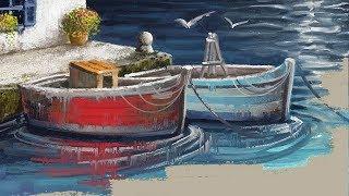 Digital Painting - Greek Sea Port - Photoshop Painting with the MA-Brushes