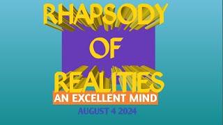 RHAPSODY OF REALITIES AUDIO| AUGUST 4 2024 AN EXCELLENT MIND| DAILY DEVOTIONAL