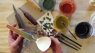 Milk paint on a wooden spoon (spoon carving)