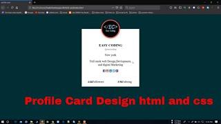 How To Make Profile Card In HTML & CSS | Profile Card Design With  Html & Css