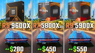 AMD RYZEN 5 9600X vs RYZEN 7 5800X3D vs RYZEN 9 5900X | Test in 6 Games