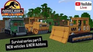 Minecraft DINOSAURS| Crafting New Vehicles !! | Survival Series Part 8