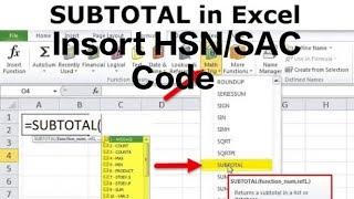 HSN/SAC Code Subtotal & Insort in Excel Sheet|| Full video Hindi हिन्दी में जाने।।