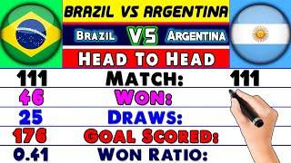 Brazil Vs Argentina Head To Head All Matches Statistics.