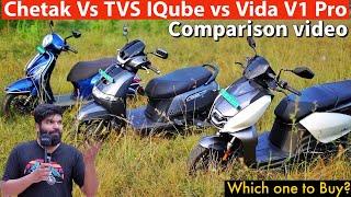 Vida V1 Pro vs TVS iQube S vs Bajaj Chetak - EV scooter comparison from Traditional OEM's of INDIA