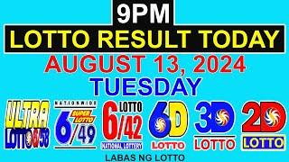 Lotto Result Today 9pm August 13 2024 (PCSO)