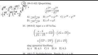 n- DARAJALI ILDIZ.  RATSIONAL KO'RSATKICHLI DARAJA  34-TEST
