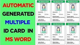 Automatic ID card creation in MS word using ms excel help in Urdu / Hindi