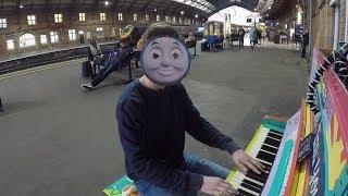 Playing Thomas the Tank Engine theme in a Train Station