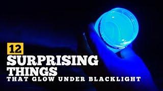 12 Surprising things that glow under UV light | A blacklight experiment  #Blacklight #UVlight #Glow