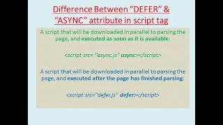 WHAT IS DEFER & ASYNC ATTRIBUTE IN SCRIPT TAG? HTML+JAVASCRIPT