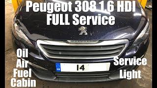 Peugeot 308 1.6 HDI FULL Service Oil & Filter Air Fuel Cabin Filters Service Light Reset How To DIY