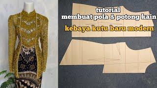 membuat pola kebaya kutu baru model retsleting belakang dan kerah sanghai