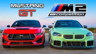 New Mustang V8 v BMW M2: DRAG RACE