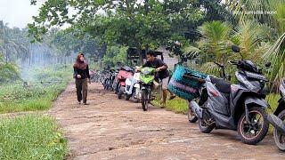 Suasana kampung dayak, muslim, tanpa kendaraan mobil, di pedalaman kalteng, desa hantipan,