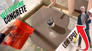 Self Leveling Concrete Underlayment Over Concrete Floor (How to Level Uneven Concrete Floor - DIY)