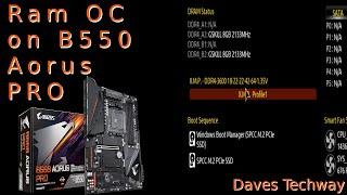 Ram Overclocking on the Gigabyte B550 Arous Pro Motherboard