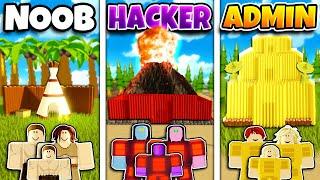 Roblox NOOB vs HACKER vs ADMIN FAMILY BASE BUILD CHALLENGE in ISLAND TRIBES!