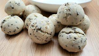 How To Make Chewy Korean Sesame Mochi Bread | No Kneading Bread| Little Sugar Kitchen