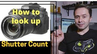 How to look up shutter actuation count on used Canon DSLR camera.