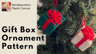 DIY Plastic Canvas Gift Box Christmas Ornament