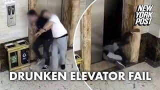 Elevator crash! Drunk duo survives falling down shaft | New York Post
