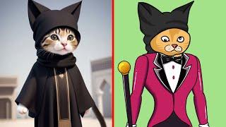 Cat Meme: 15 MINUTES THE CAT MAGICIAN  Trending Funny Animals 2024  funny cartoon drawing meme