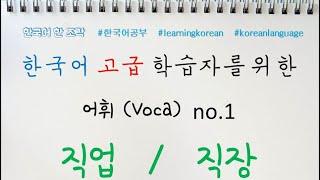 【한국어 배우기】 한국어 고급 어휘 001, Vocabulary, 직업과 직장