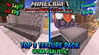 Top 3 Minecraft Texture Pack Ultra Realistic - Best Texture Pack For MCPE v1.15/1.16+ - Smooth Block